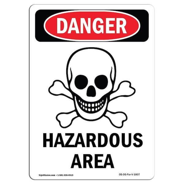 Safety Sign, OSHA Danger, 24" Height, Hazardous Atmosphere, Portrait, D-1824-V-1807